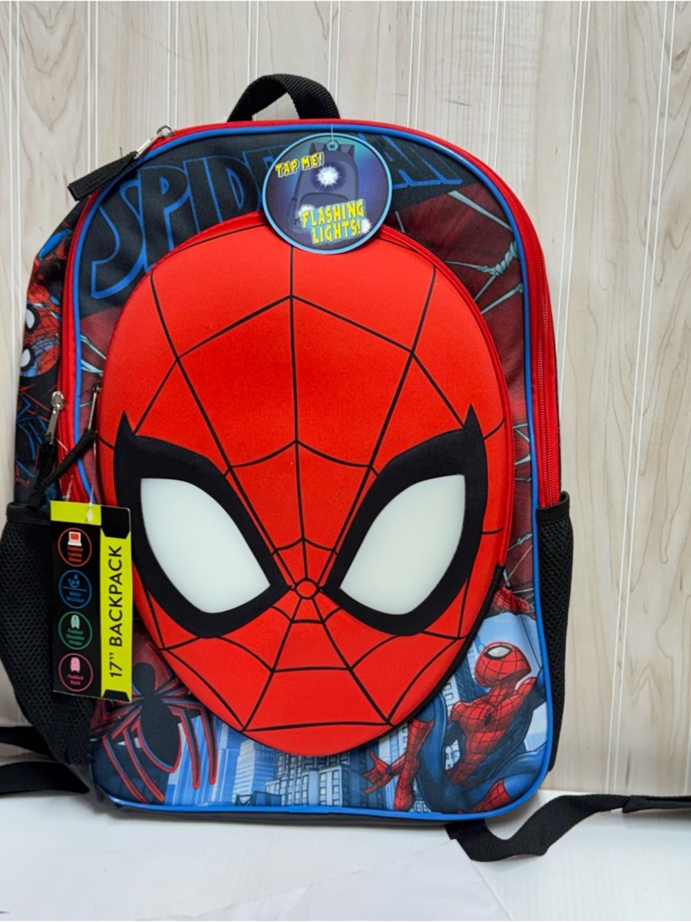 Spider-Man Red Kids Backpack with Flashing Eyes